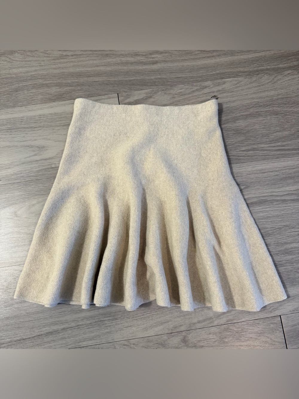 1.STATE Camel Heather Cotton Knit Flounce Mini Skirt | Womens XS